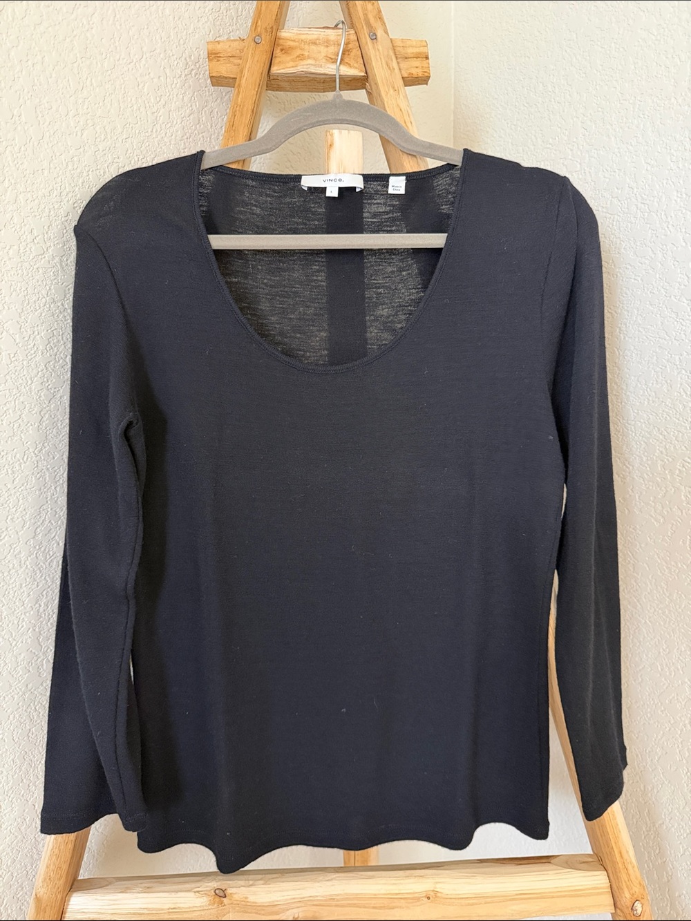 Vince Black Scoop Neck Long Sleeve Sweater
